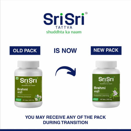 Sri Sri Tattva Brahmi - Memory Enhancer | Ayurvedic Natural Product | 60 Tabs | 500 Mg