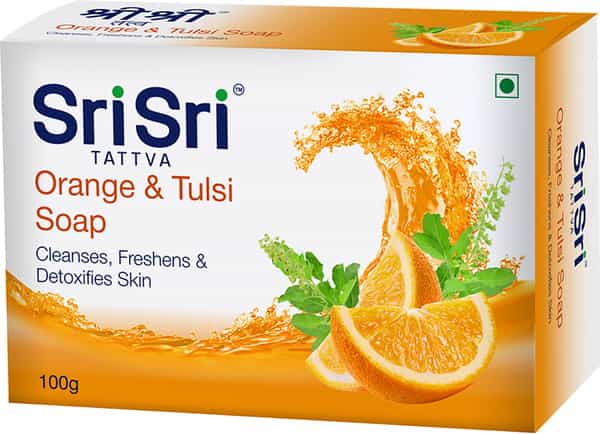 Sri Sri Tattva Orange & Tulsi Soap - Cleanses | Freshens & Detoxifies Body | 100 G