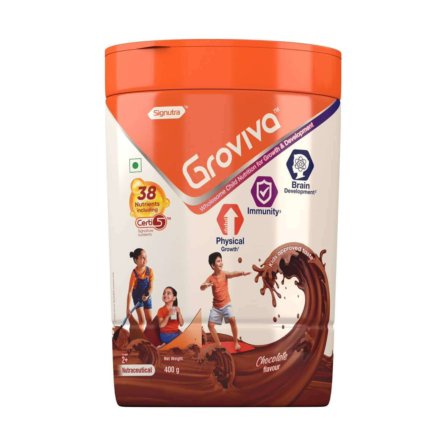 Groviva Wholesome Child Nutrition | For Growth & Development | 2+ Years | Rich Chocolate | Jar 400gm