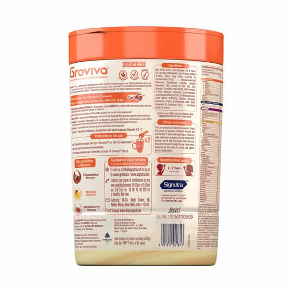 Groviva Vanilla Child Nutrition Supplement Jar Of 400 G
