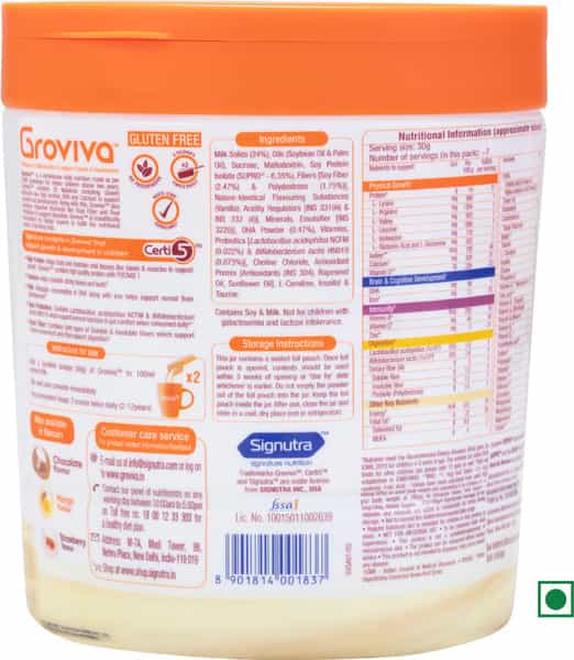 Groviva Vanilla Child Nutrition Supplement Jar Of 200 G