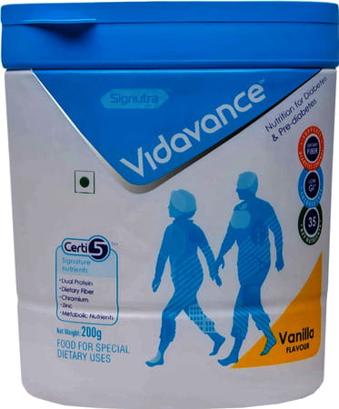 Vidavance Specialized Nutrition For Diabetes Vanilla Flavour Jar 200 Gm