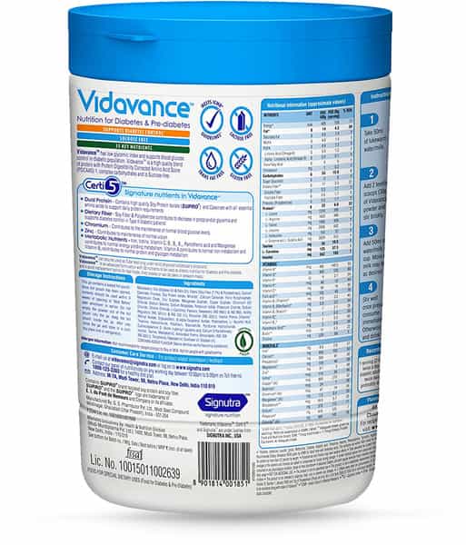 Vidavance Vanilla Flavour | Nutrition For Diabetes & Pre-Diabetes | Jar Of 400 Gm