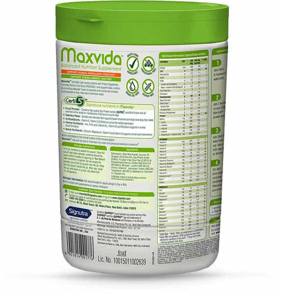 Maxvida Balanced Vanilla Nutrition Supplement Jar Of 400 G