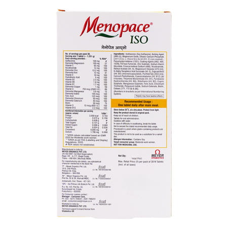 Menopace Iso 100mg Gluten Free Strip Of 10 Veg Tablets (Pack Of 3)