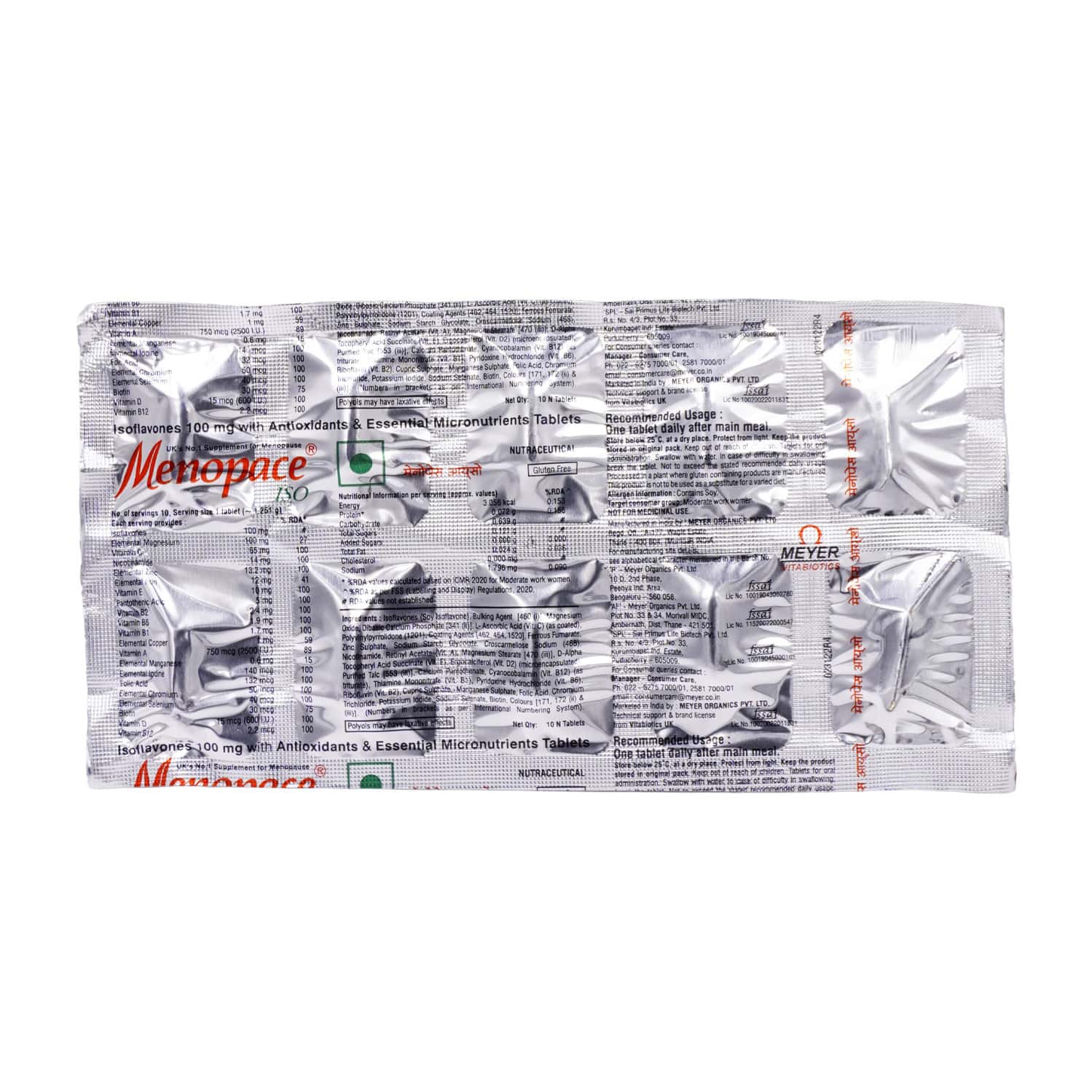 MENOPACE ISO 100MG GLUTEN FREE STRIP OF 10 VEG TABLETS (PACK OF 3)