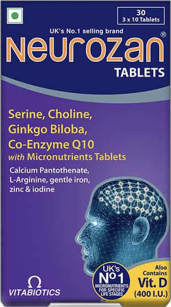 Neurozan Health Supplement Tablets (23 Micronutrients Including Ginkgo Bilobo) Box Of 30