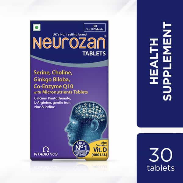Neurozan Health Supplement Tablets (23 Micronutrients Including Ginkgo Bilobo) Box Of 30