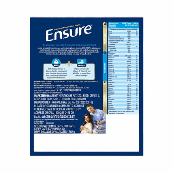 Ensure Balanced Nutrition For Adults Vanilla Flavour With Hbm Box Of 200 Gm