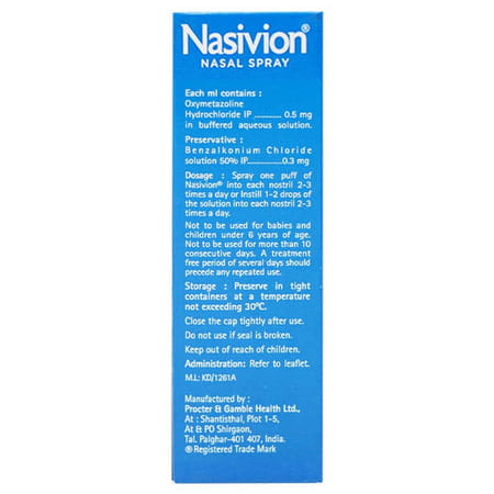 Nasivion Classic Adult Bottle Of 10Ml Nasal Spray