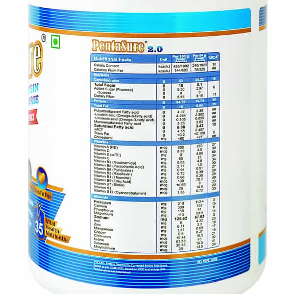 Pentasure 2.0 High Protein High Calorie | Weight Gain Supplement | Vanilla Flavour | Jar | 400 Gm
