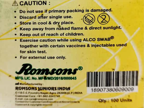 Romsons Alco Swab 100'S
