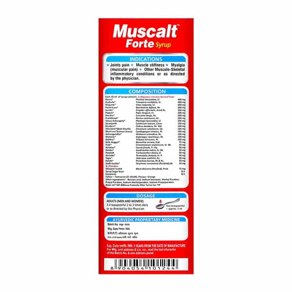 Aimil Muscalt Forte Syrup 200Ml | Pain And Stiffness | Natural Ortho Syrup Arthritis & Inflammation
