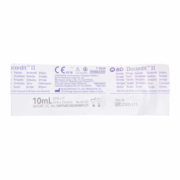 Bd Discardit Ii Syringe Syringe 21G 10Ml
