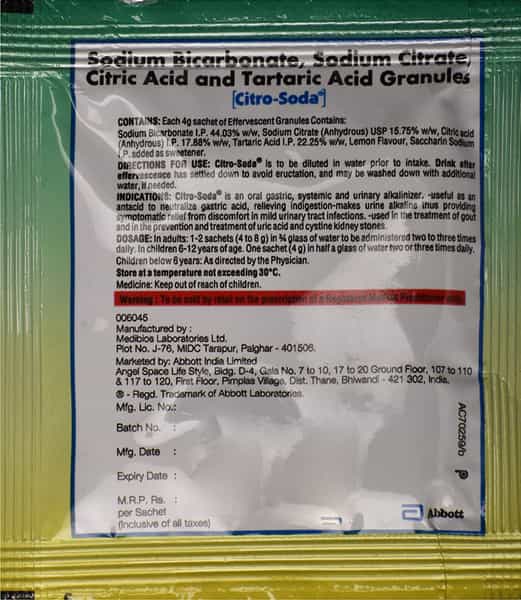 Citro Soda Sachet Of 5Gm Granules