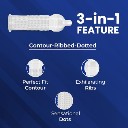 Dasutra Max Pleasure | 5 In 1 Multi Texture | Vanilla Flavoured | 3 Condoms