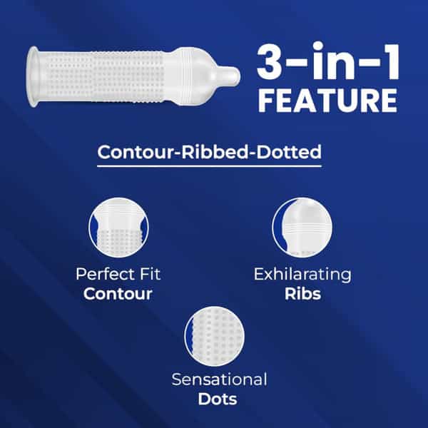 Dasutra Max Pleasure | 5 In 1 Multi Texture | Vanilla Flavoured | 3 Condoms