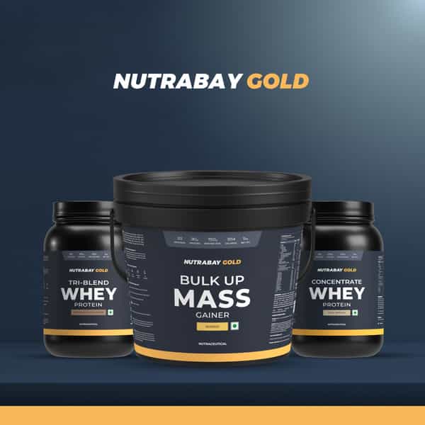 Nutrabay Gold Bulk Up Mass Gainer | Carbs To Protein Blend (3:1) | 30G Protein - 5Kg | Mango