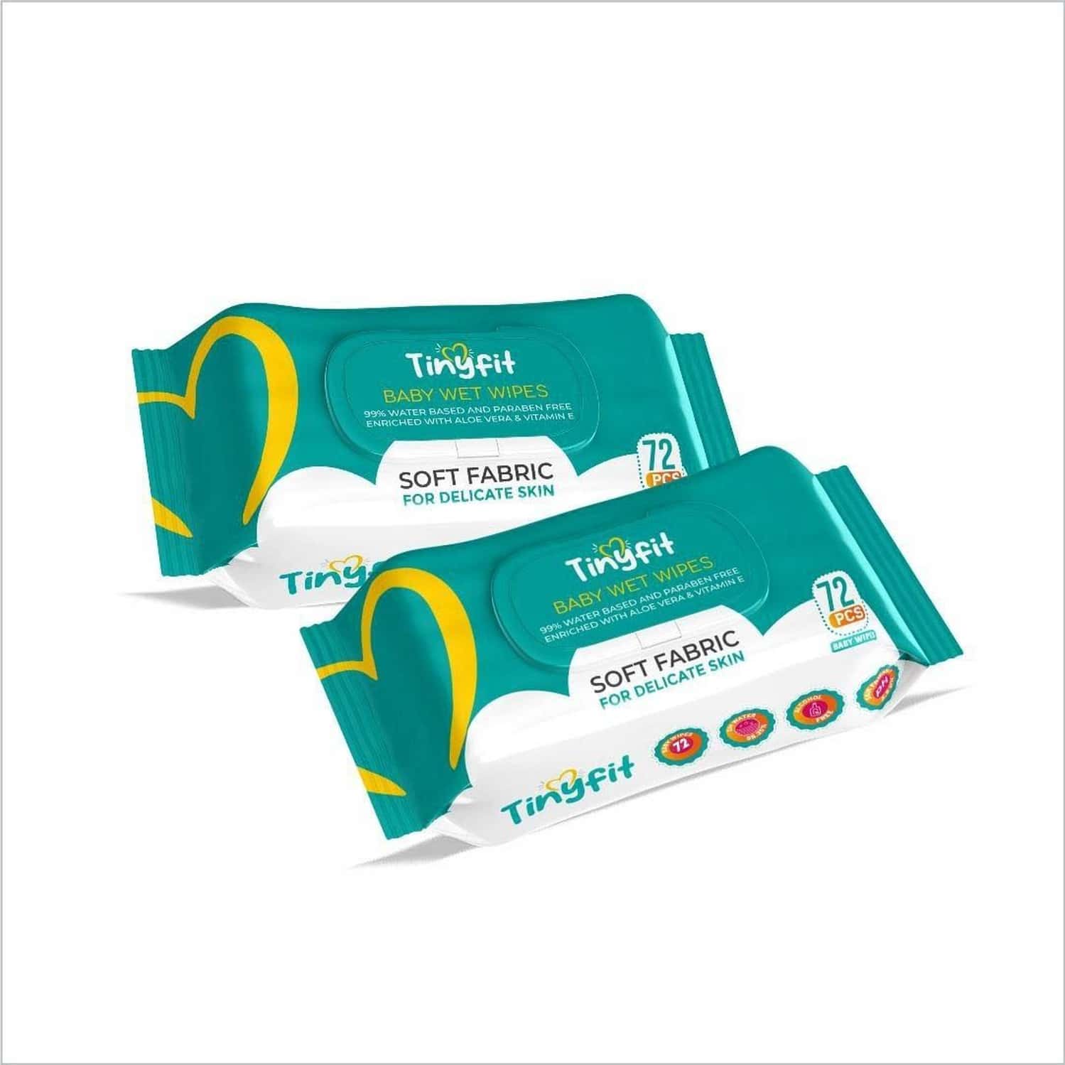 Tinyfit Soft Cleansing Baby Wipes | Enriched With Aloe Vera & Vitamin E | 99% Water Based | 72x2