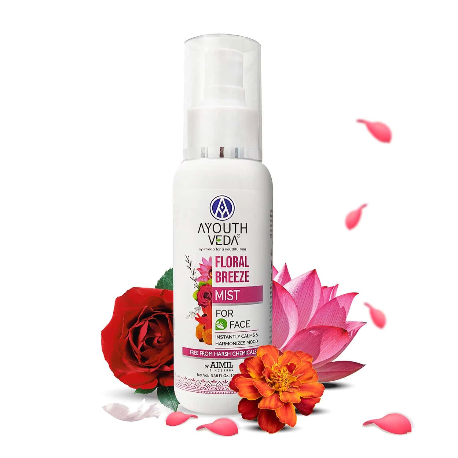 Ayouthveda Floral Breeze Mist For Face With Natural Extracts To Tighten Pores & Hydrate Skin 100 Ml