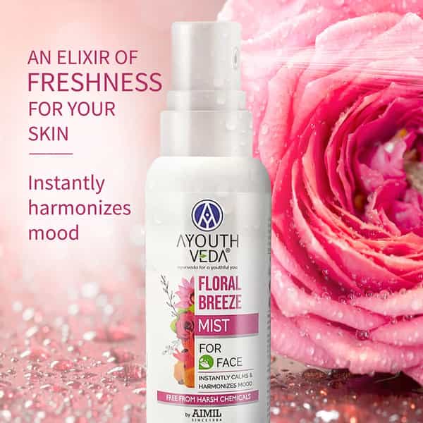 Ayouthveda Floral Breeze Mist For Face With Natural Extracts To Tighten Pores & Hydrate Skin 100 Ml