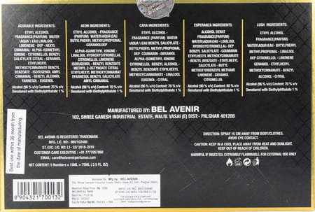 Bel Avenir Eau De Perfume Natural Spray Gift Set For Women 75ml ( Pack Of 5 )