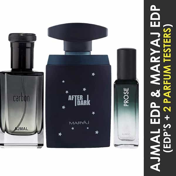 Ajmal Carbon & Maryaj After Dark Each Of 100Ml & Prose Edp 20Ml Pack Of 3 Unisex + 2 Parfum Testers