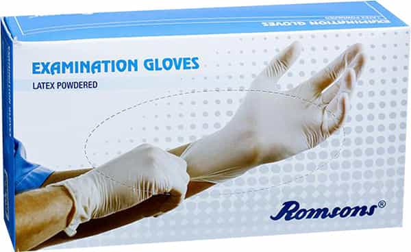 Romsons Nitrile Medical Examination Small Size Gloves (White) - 100 Pieces