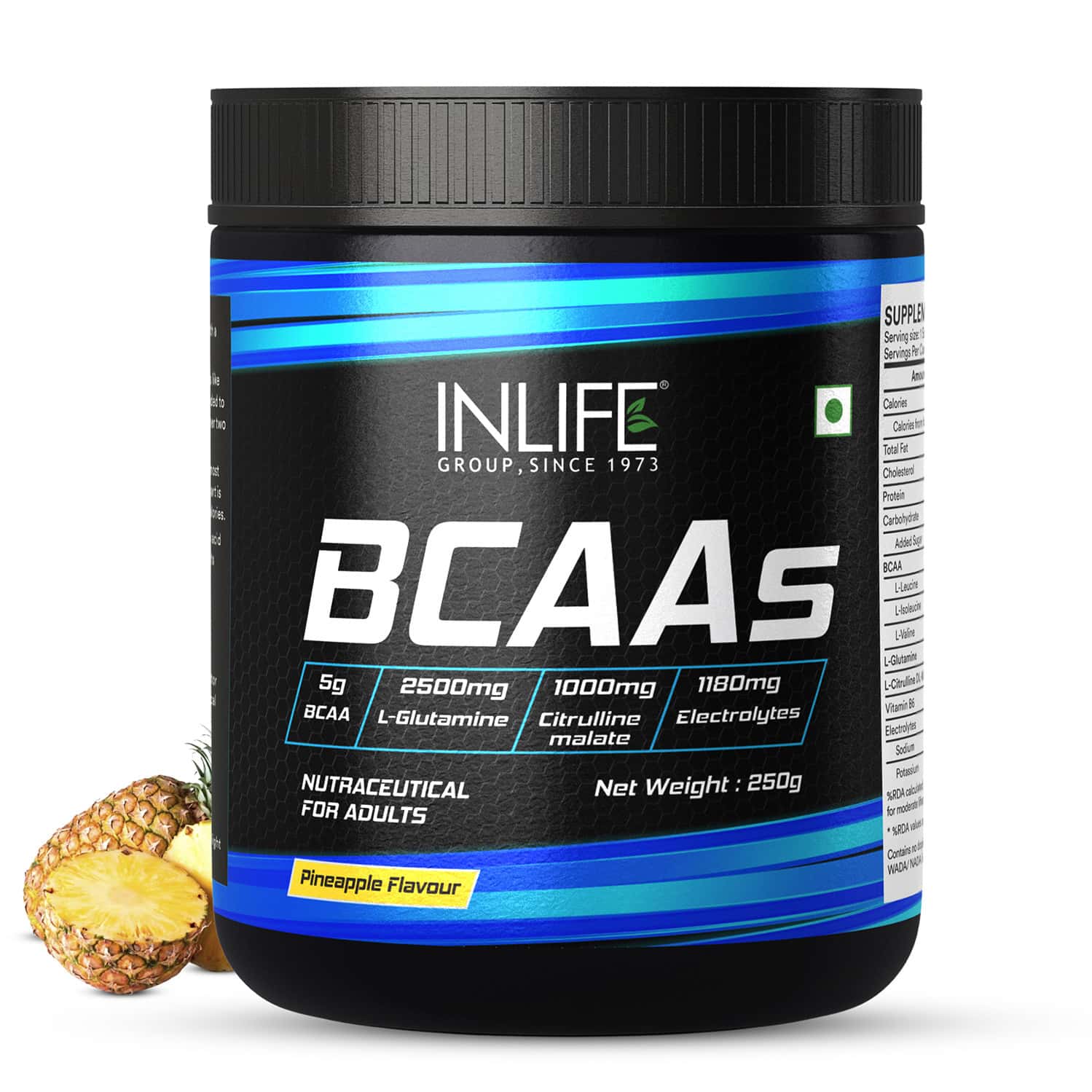 Inlife Bcaa Powder Supplement With Glutamine | Citrulline Dl Malate | Men & Women (pineapple) - 250g