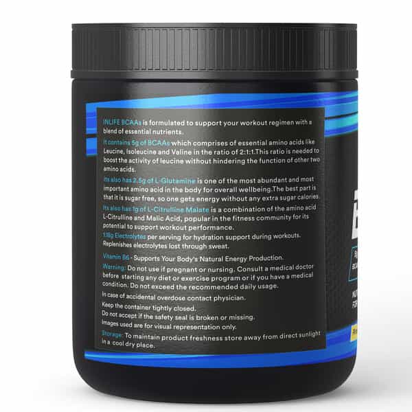 Inlife Bcaa Powder Supplement With Glutamine | Citrulline Dl Malate | Men & Women (Pineapple) - 250G