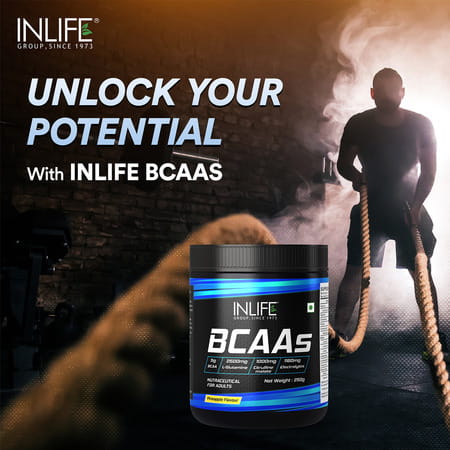 Inlife Bcaa Powder Supplement With Glutamine | Citrulline Dl Malate | Men & Women (Pineapple) - 250g
