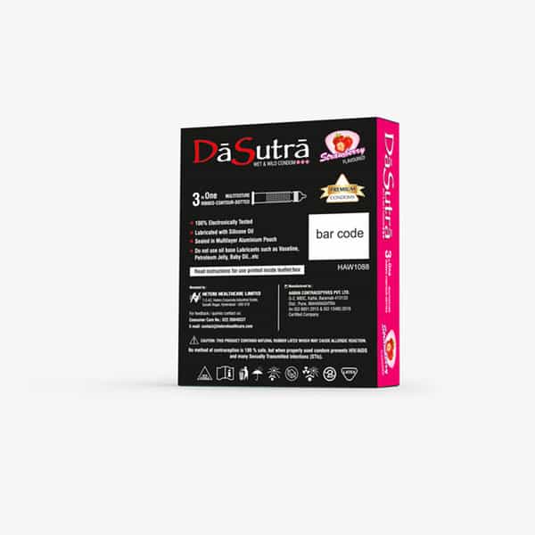 Dasutra Wet And Wild Condoms - Strawberry - 30 Peices (Pack Of 10)