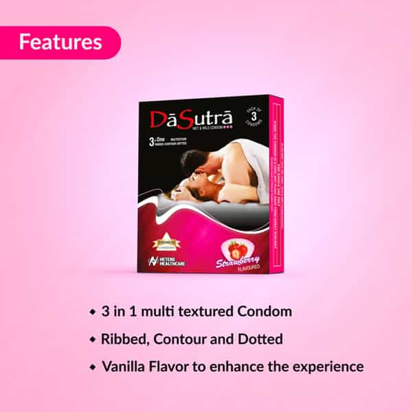 Dasutra Wet And Wild Condoms - Strawberry - 30 Peices (Pack Of 10)