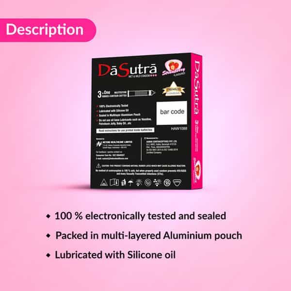 Dasutra Wet And Wild Condoms - Strawberry - 30 Peices (Pack Of 10)