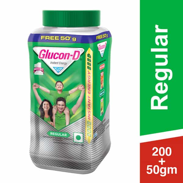 Glucon-D Regular With 3 Benefits Of Energy | Recovery | And Immunity | 200 G ( Get Extra 50 G Free)