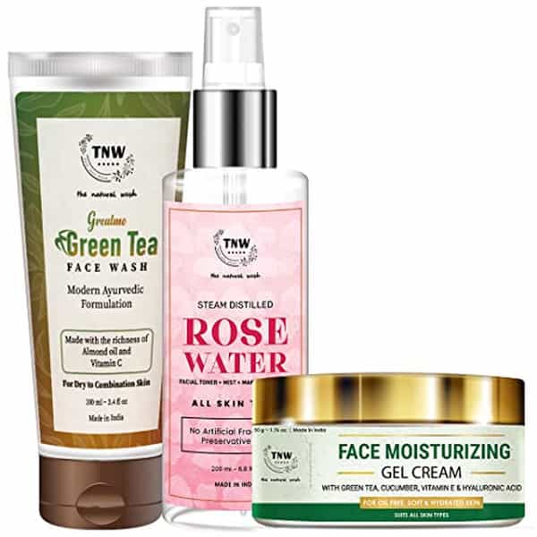 Tnw The Natural Wash Face Moisturizing Gel Cream | Green Tea Facewash | & Rose Water Spray Bottle