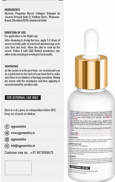 Cgg Cosmetics Collagen Peptide Night Facial Serum - Anti-Aging | Anti-Wrinkle -30Ml