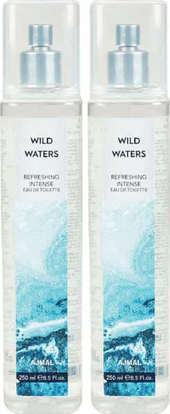 Ajmal Wild Waters Edt Combo Pack Of 2 Each 250Ml (Total 500Ml) For Men & Women + 4 Parfum Testers