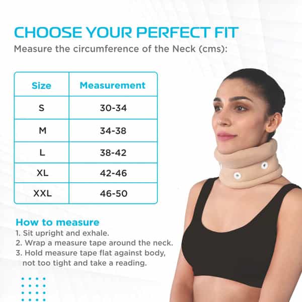 Vissco Cervical Collar With Chin Support |Provides Support & Stability To The Neck - Small(Beige)