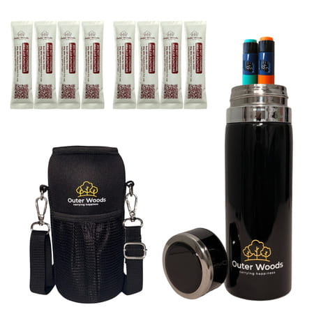 Outer Woods Insulin Cooler Bottle Case With 8 Mini Ice Gel Packs | 20+ Hrs Cooling | Medium - Black