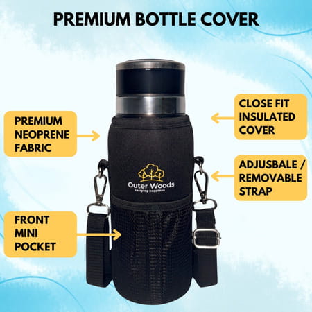 Outer Woods Insulin Cooler Bottle Case With 8 Mini Ice Gel Packs | 20+ Hrs Cooling | Medium - Black