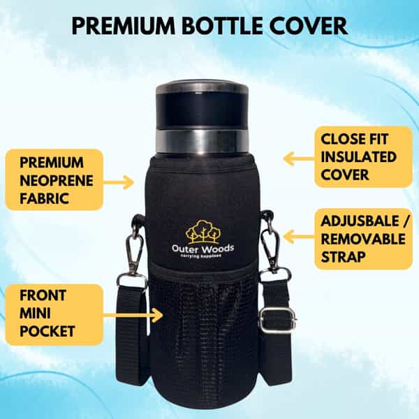 Outer Woods Insulin Cooler Bottle Case With 8 Mini Ice Gel Packs | 20+ Hrs Cooling | Medium - Black