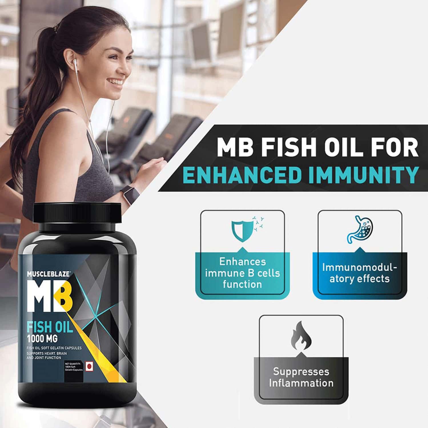 Buy MUSCLEBLAZE OMEGA 3 FISH OIL 1000 MG SUPPLEMENT 180 CAPSULES Online