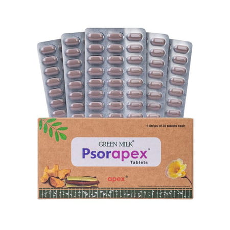 Green Milk Psorapex Tablets | Ayurvedic Skin Wellness & Detox Support | 5 X 30 Tablets