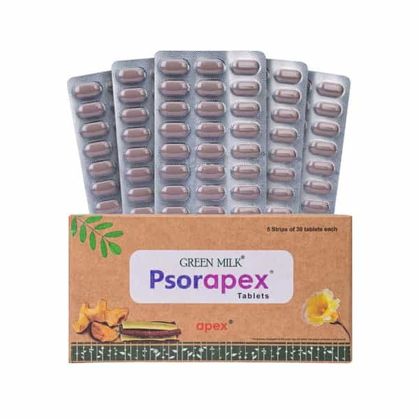 Green Milk Psorapex Tablets | Ayurvedic Skin Wellness & Detox Support | 5 X 30 Tablets