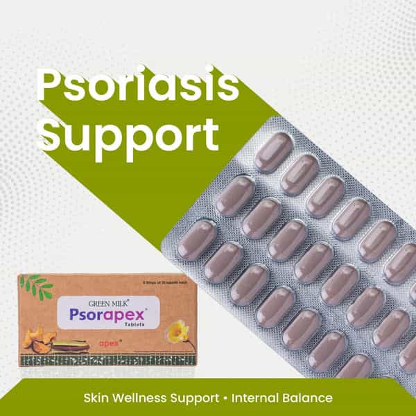 Green Milk Psorapex Tablets | Ayurvedic Skin Wellness & Detox Support | 5 X 30 Tablets