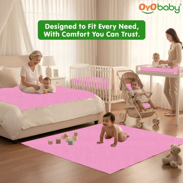 Oyo Baby Waterproof Bed Protector Baby Dry Sheet Small Pink (50 Cm X 70 Cm)