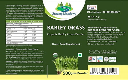 Grazing Meadows Barley Grass 500 Gms Powder (Pack Of 2)