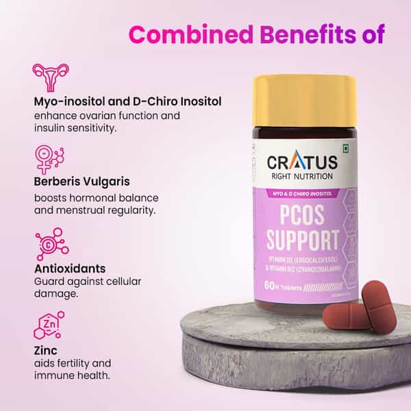 Cratus Nutrition Pcos Tablets Hormonal Balancing & Fertility Support For Pcos Management 60 Tablets