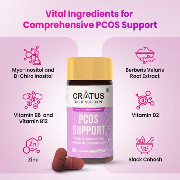 Cratus Nutrition Pcos Tablets Hormonal Balancing & Fertility Support For Pcos Management 60 Tablets